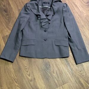 Anne Klein wool blend pinstripe suit jacket‎ ruffle  business casual